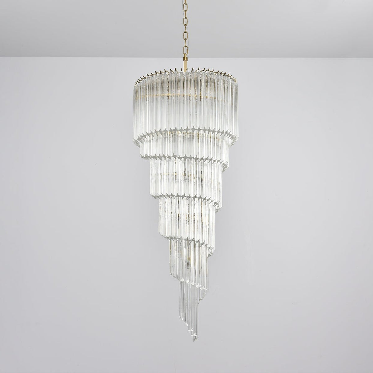 Paisley Kronleuchter aus transparentem Glas in Spiralform