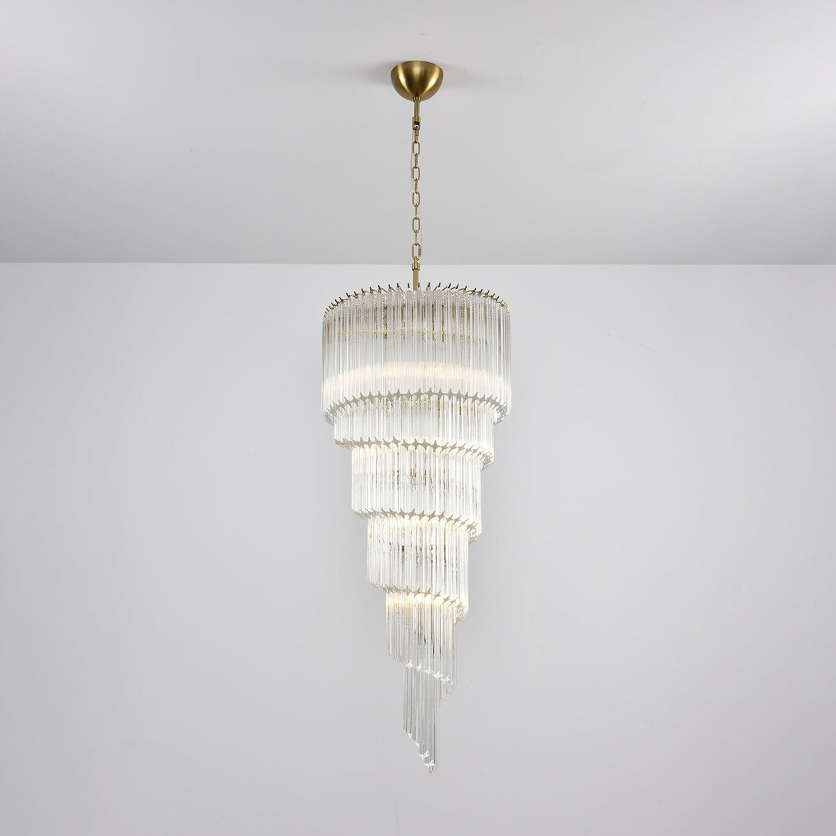 Paisley Kronleuchter aus transparentem Glas in Spiralform