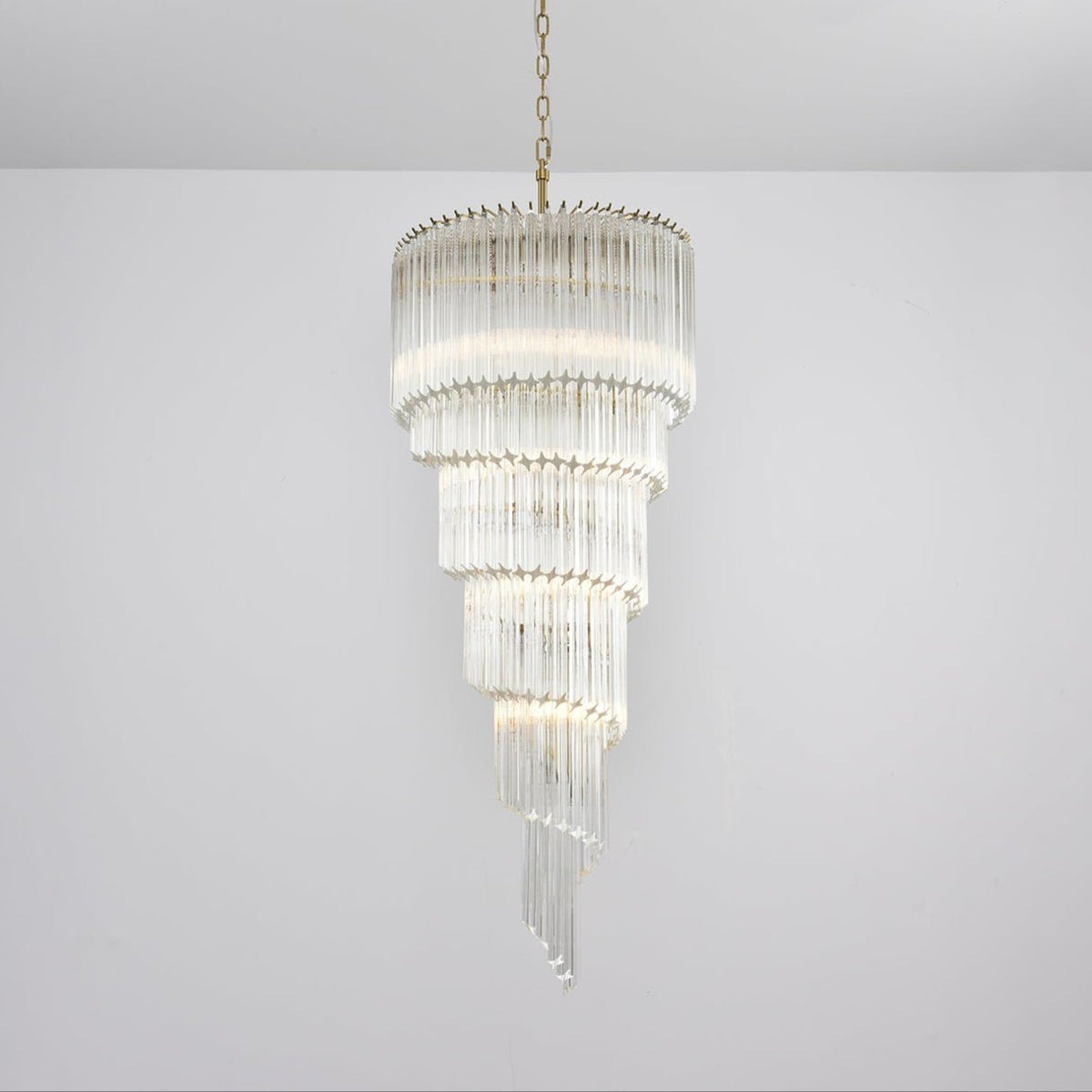 Paisley Kronleuchter aus transparentem Glas in Spiralform