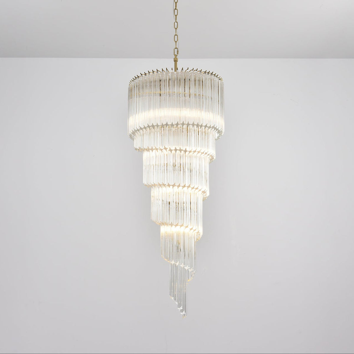 Paisley Kronleuchter aus transparentem Glas in Spiralform