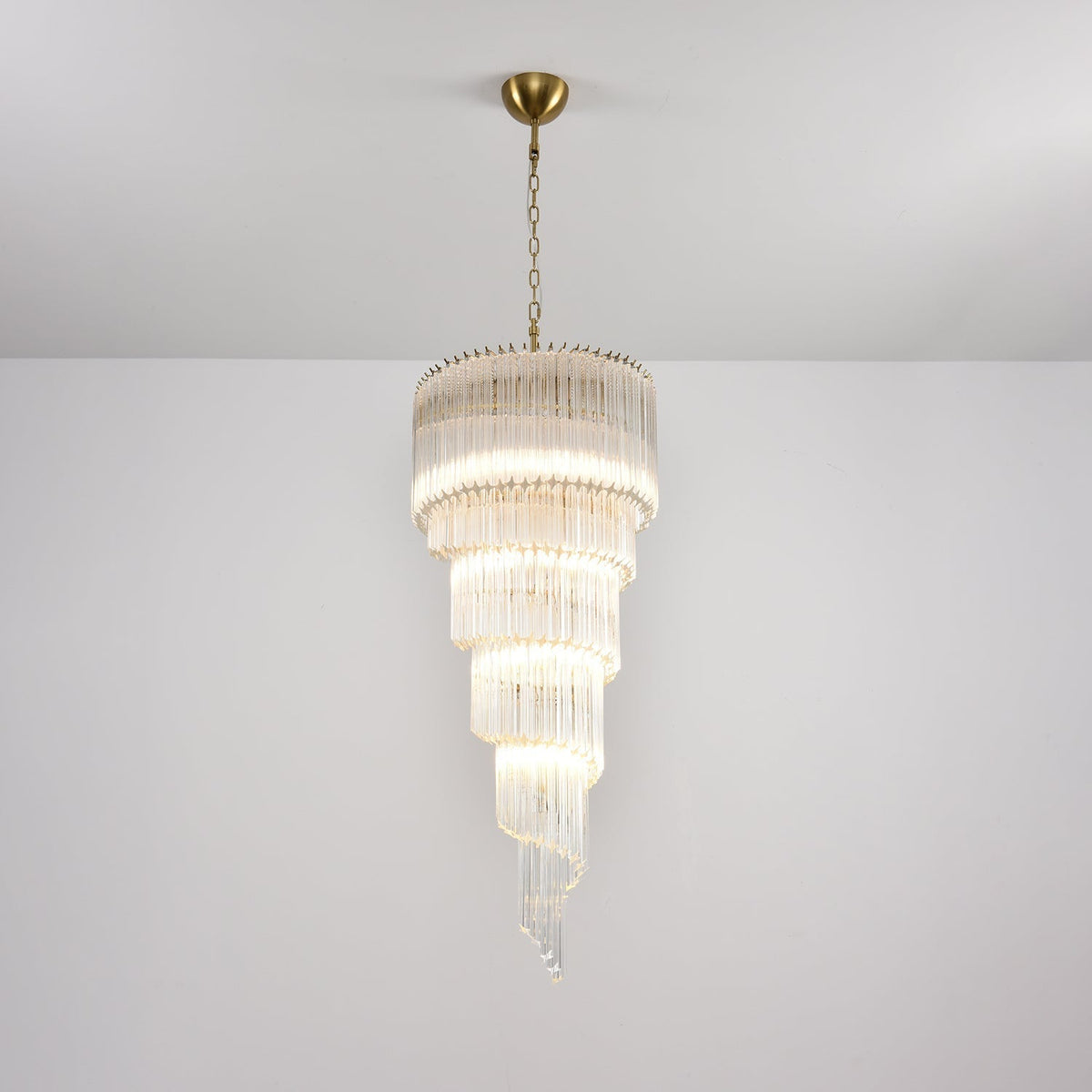 Paisley Kronleuchter aus transparentem Glas in Spiralform