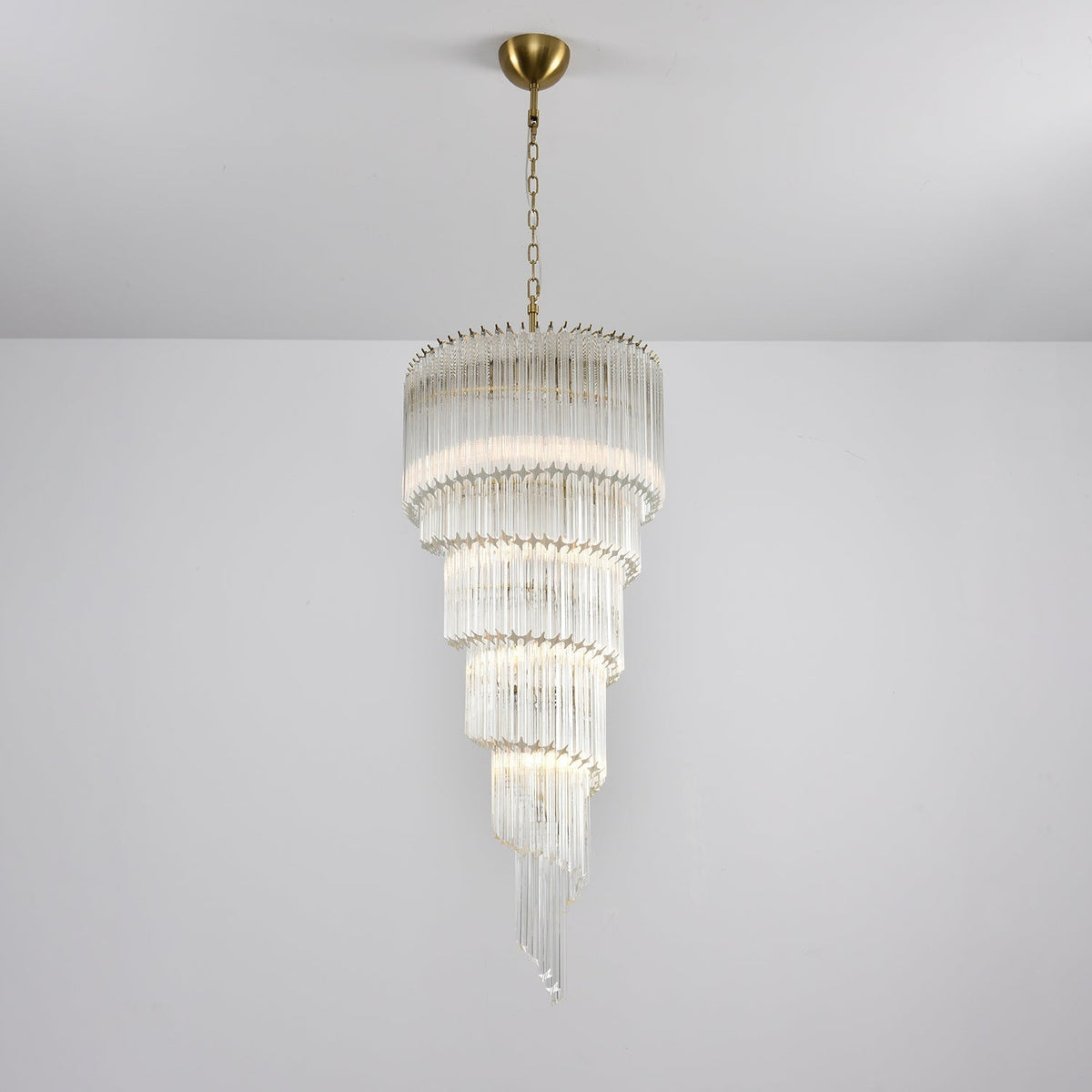 Paisley Kronleuchter aus transparentem Glas in Spiralform