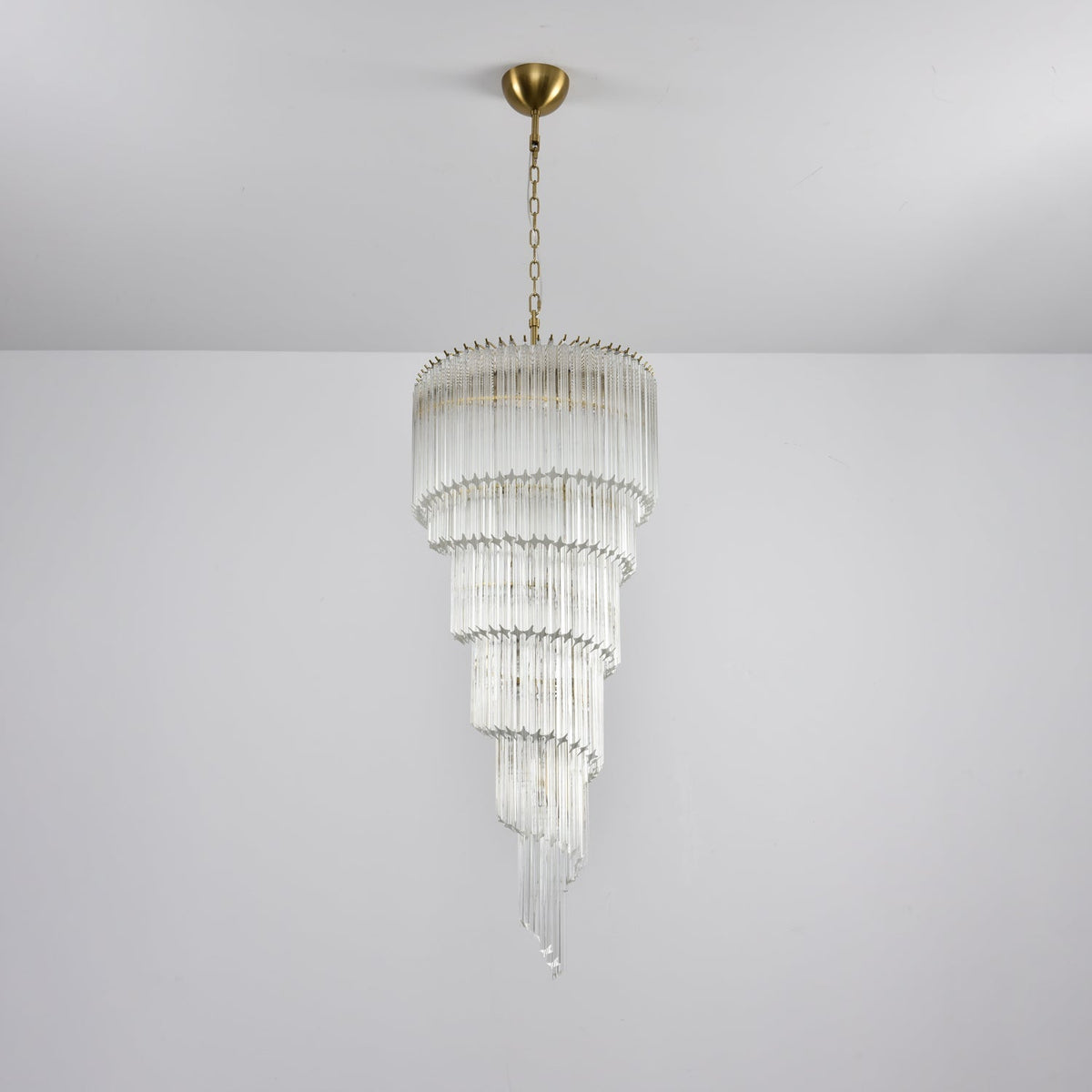 Paisley Kronleuchter aus transparentem Glas in Spiralform