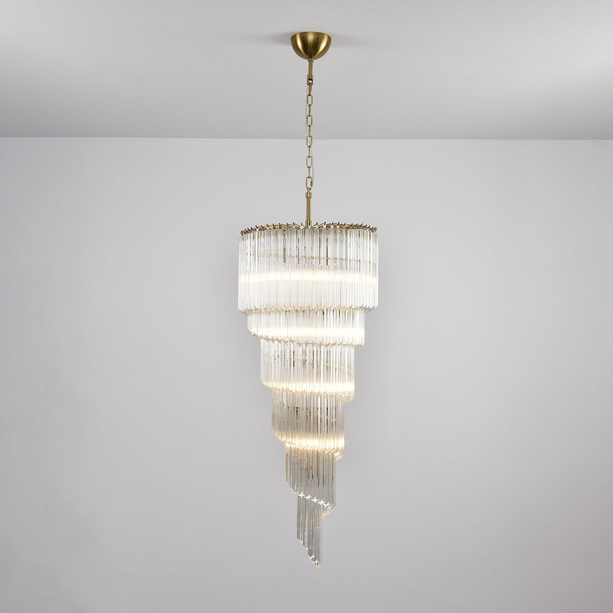 Paisley Kronleuchter aus transparentem Glas in Spiralform