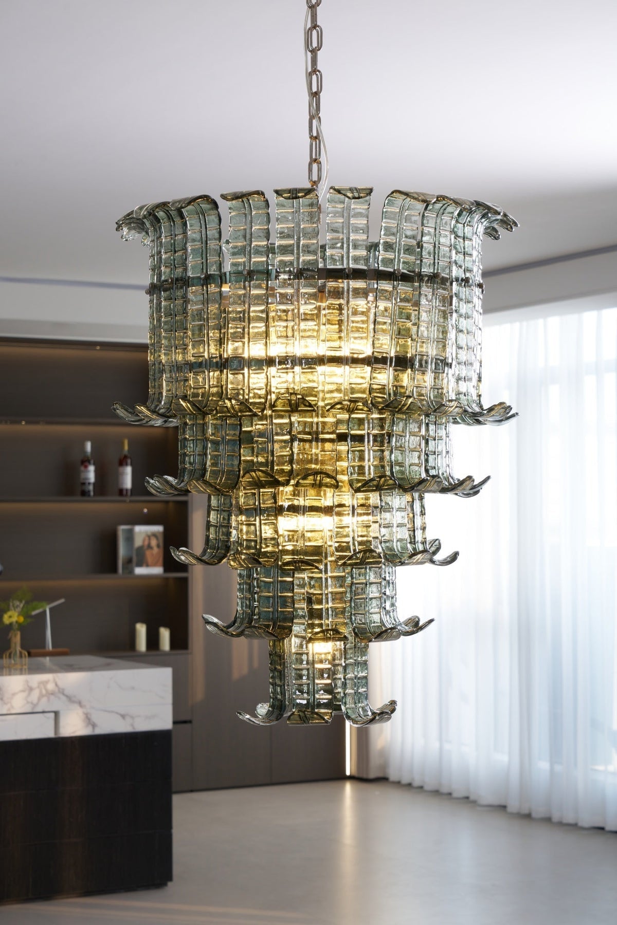 Yisk Kronleuchter Cascade Murano-Glas gestuft Vintage