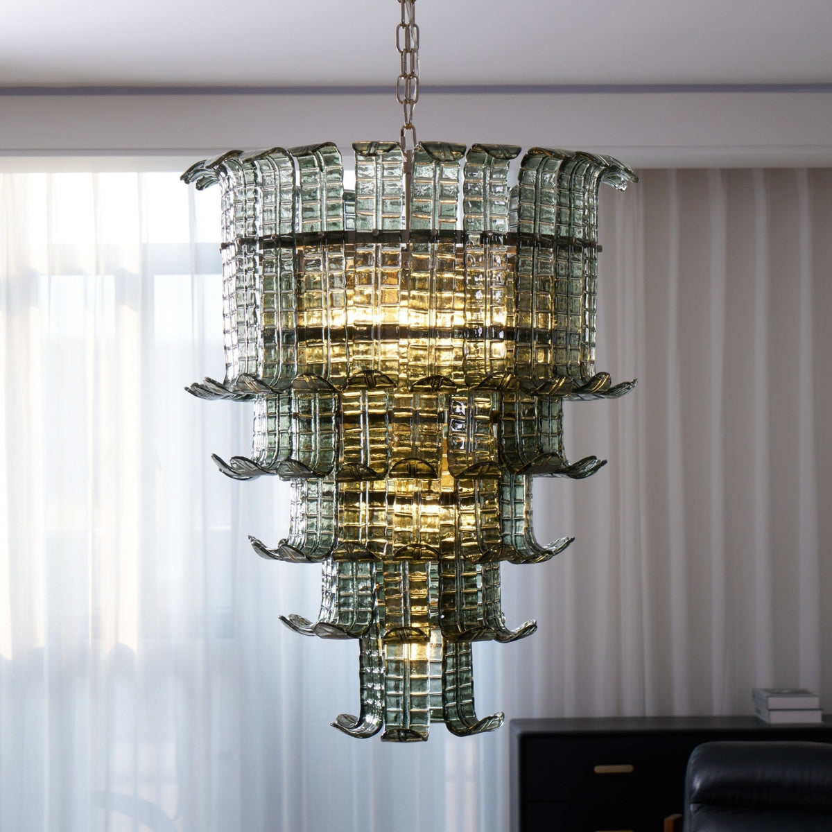 Yisk Kronleuchter Cascade Murano-Glas gestuft Vintage