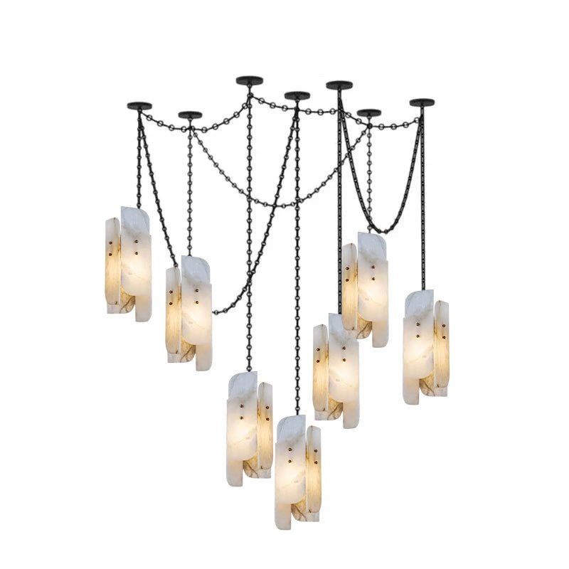 Aurevian Kronleuchter mit Kaskadenkette und Lichtquellen-Cluster