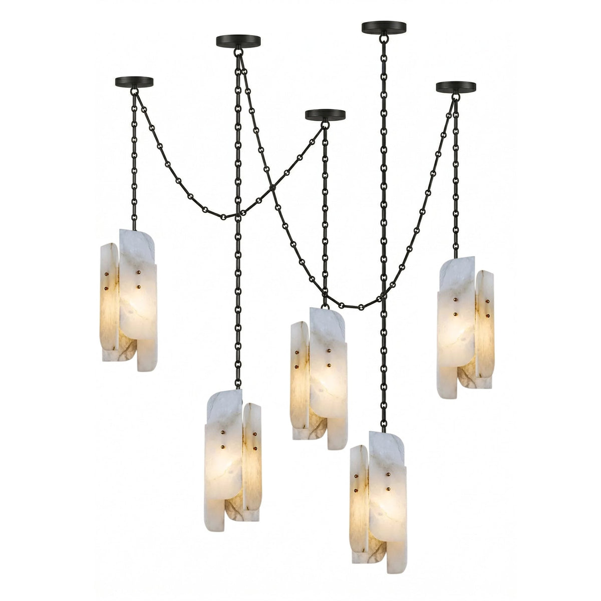 Aurevian Kronleuchter mit Kaskadenkette und Lichtquellen-Cluster