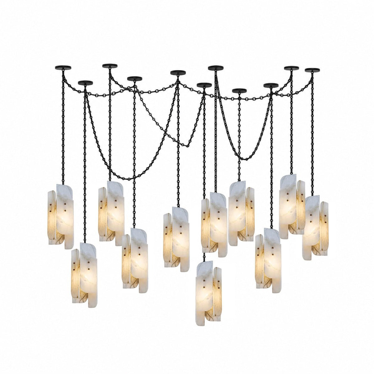 Aurevian Kronleuchter mit Kaskadenkette und Lichtquellen-Cluster