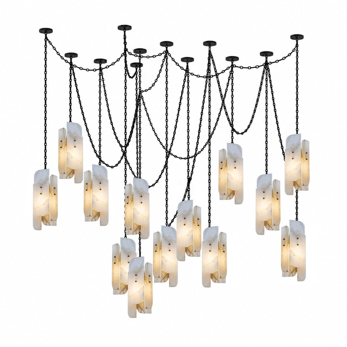 Aurevian Kronleuchter mit Kaskadenkette und Lichtquellen-Cluster