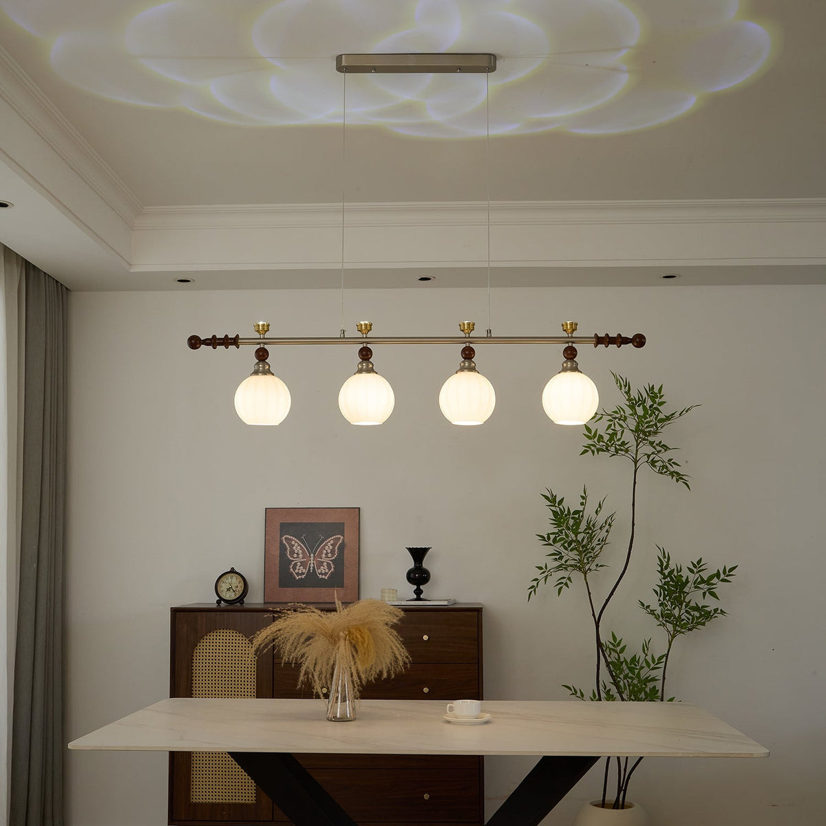 Otheia Elegance Vintage Lineare Pendelleuchte aus Holz