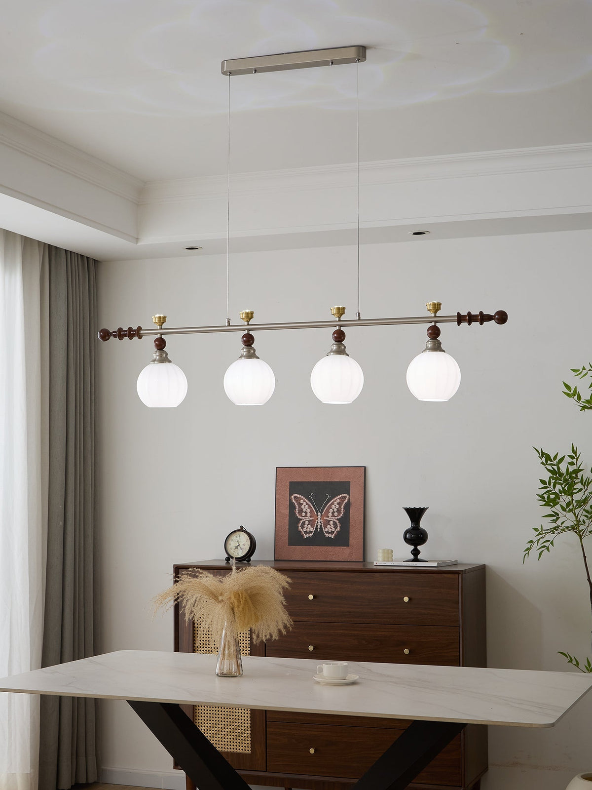 Otheia Elegance Vintage Lineare Pendelleuchte aus Holz