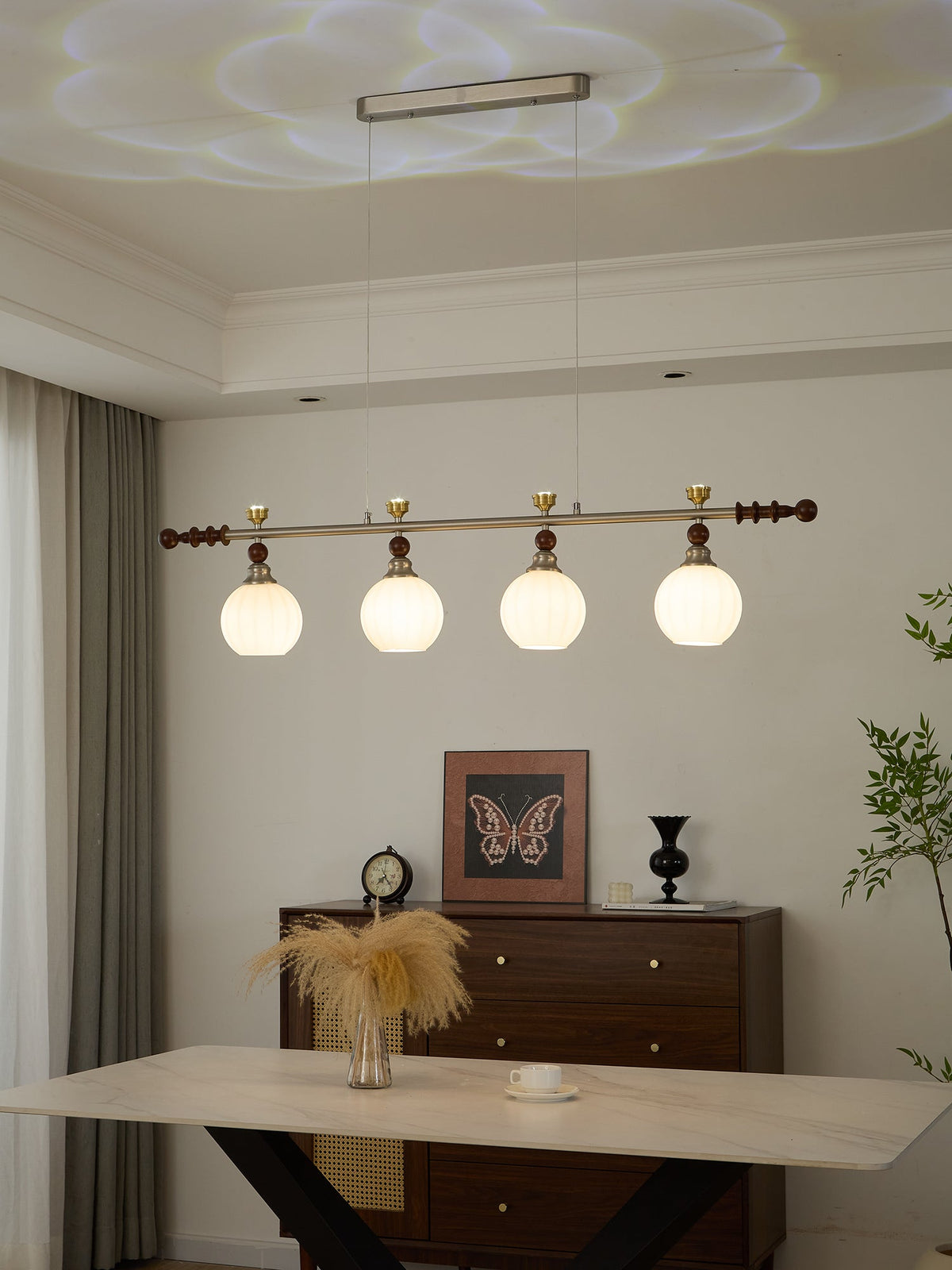 Otheia Elegance Vintage Lineare Pendelleuchte aus Holz