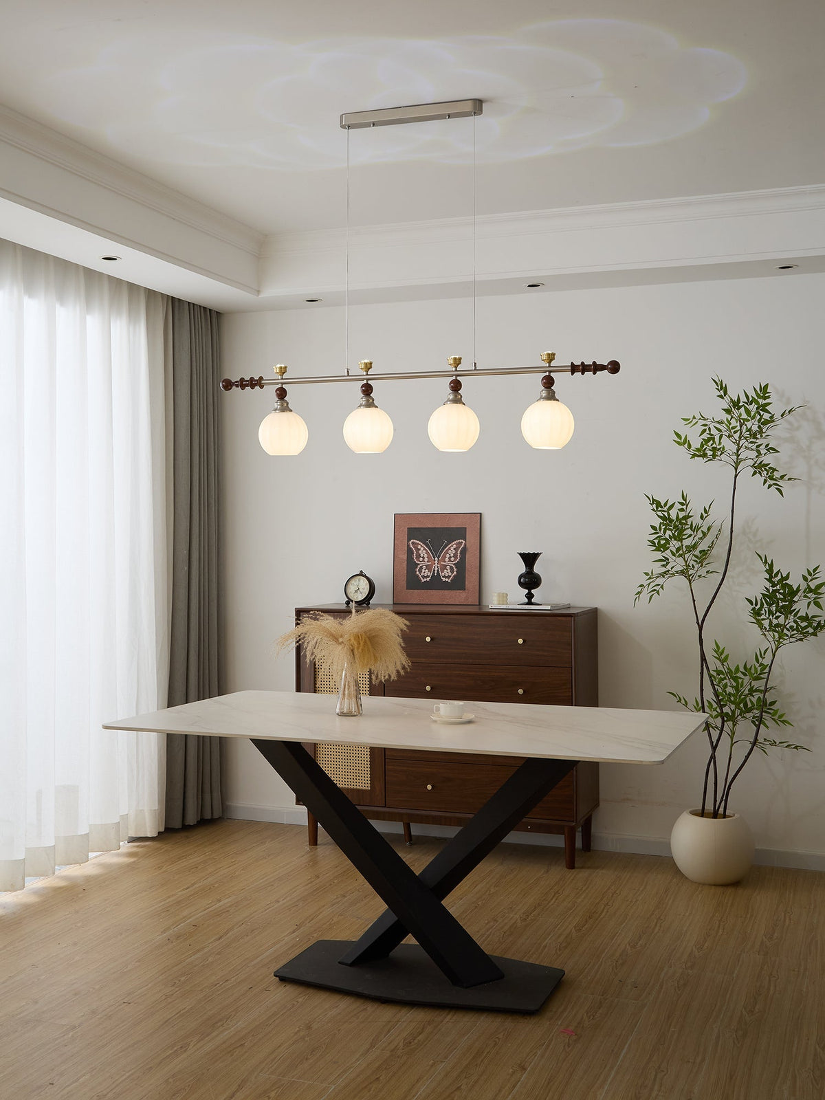 Otheia Elegance Vintage Lineare Pendelleuchte aus Holz
