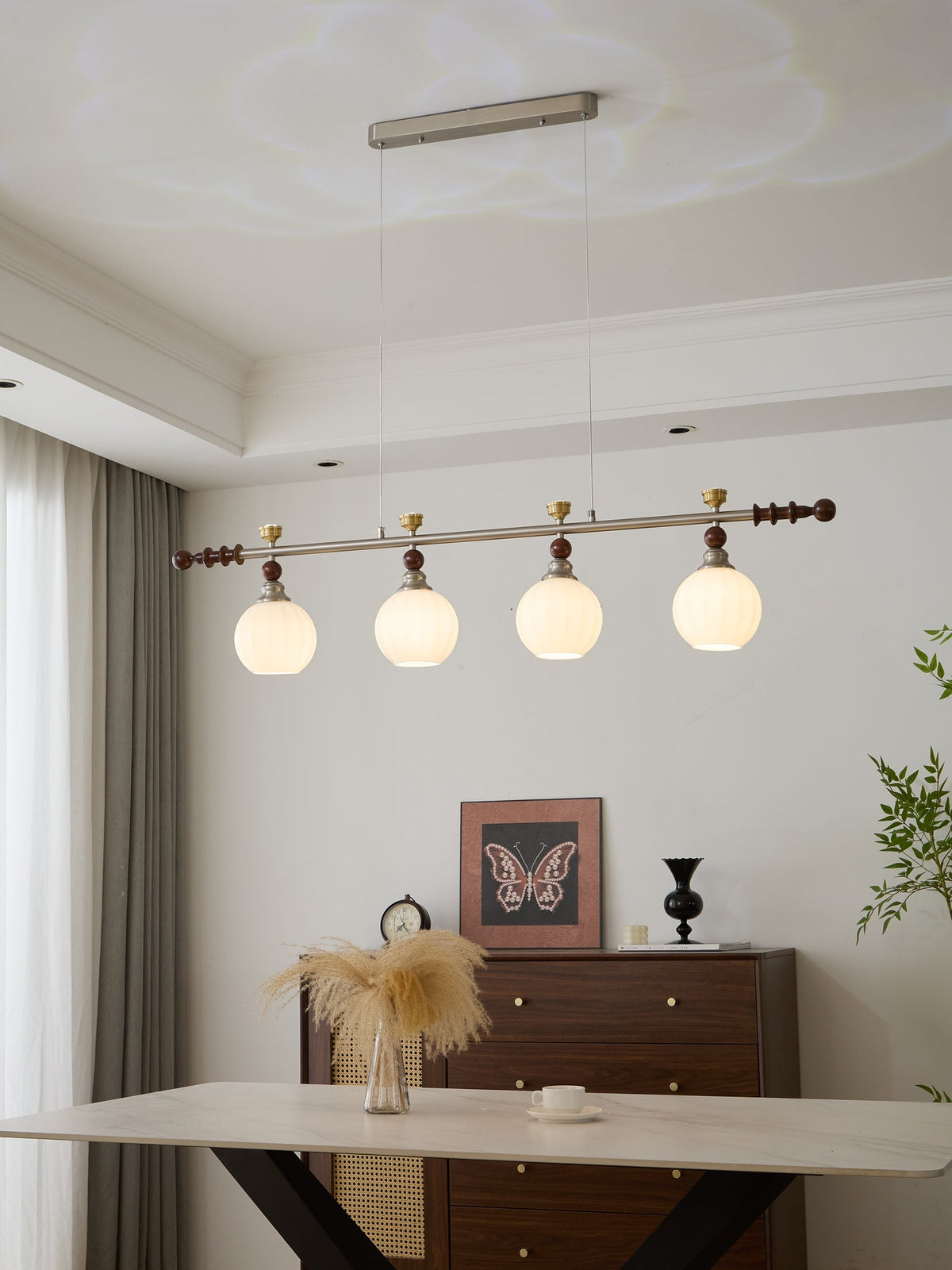 Otheia Elegance Vintage Lineare Pendelleuchte aus Holz