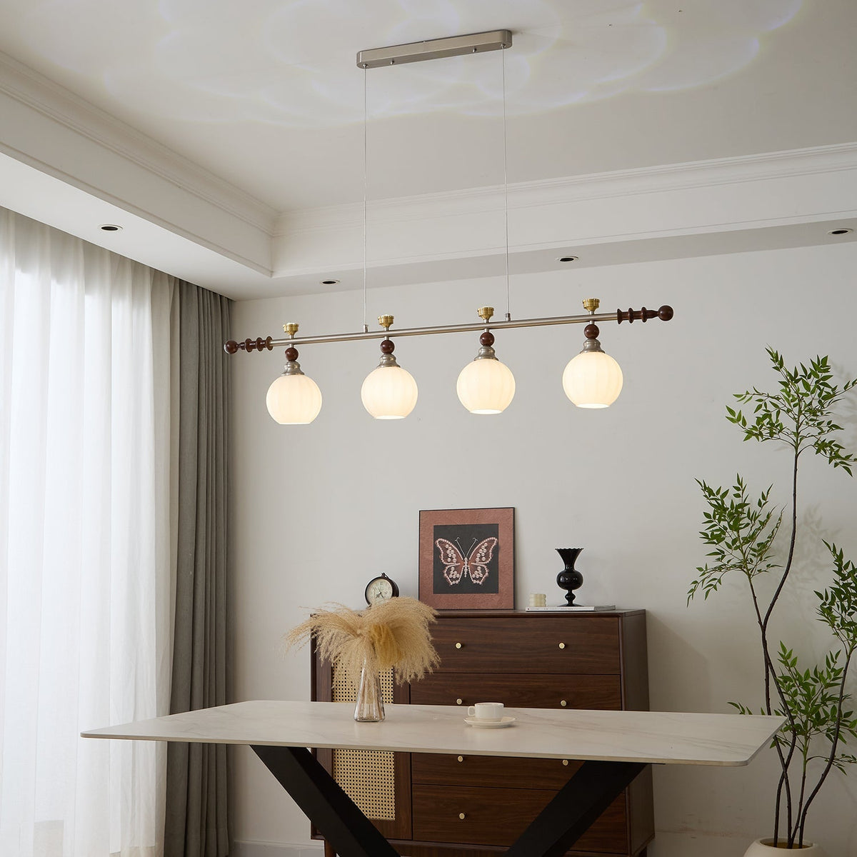 Otheia Elegance Vintage Lineare Pendelleuchte aus Holz