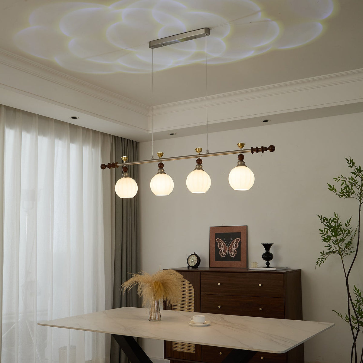 Otheia Elegance Vintage Lineare Pendelleuchte aus Holz