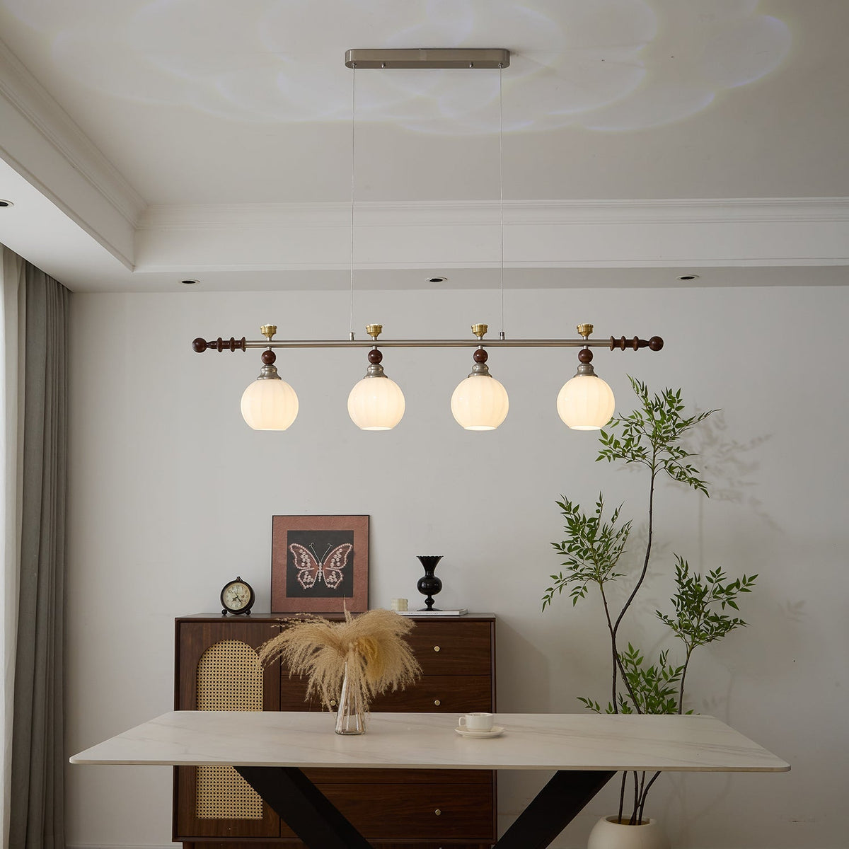 Otheia Elegance Vintage Lineare Pendelleuchte aus Holz