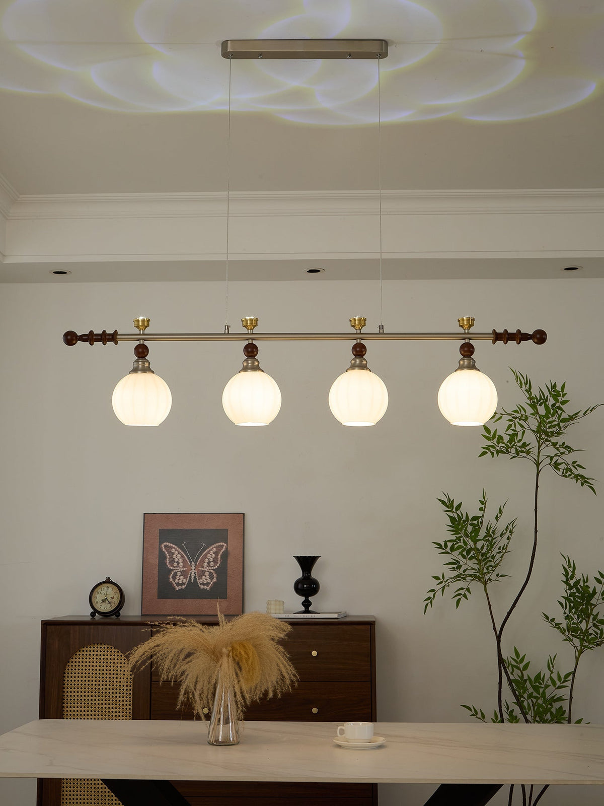 Otheia Elegance Vintage Lineare Pendelleuchte aus Holz
