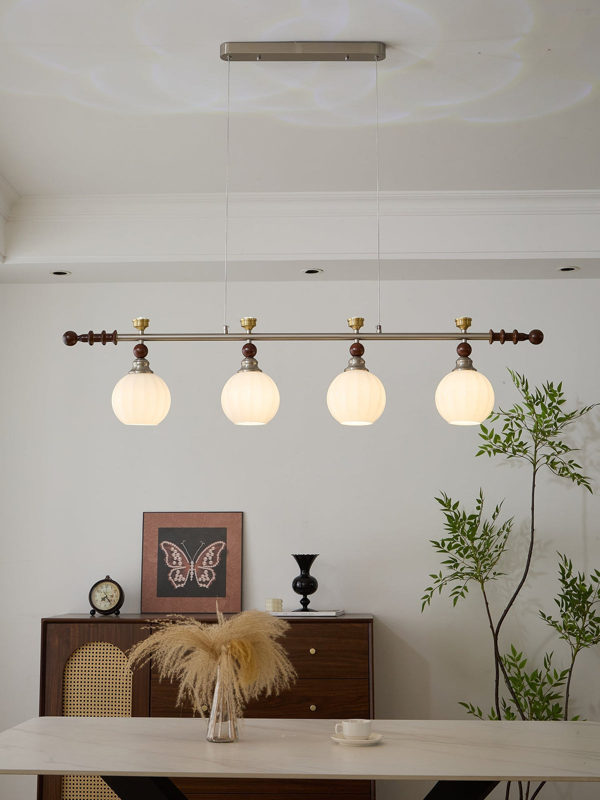 Otheia Elegance Vintage Lineare Pendelleuchte aus Holz