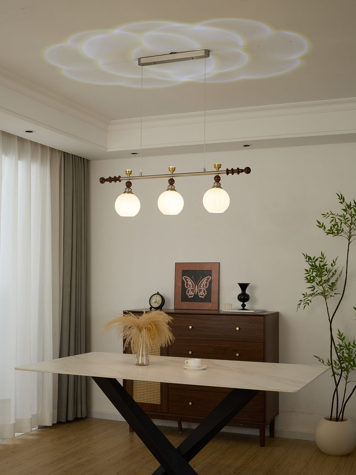 Otheia Elegance Vintage Lineare Pendelleuchte aus Holz