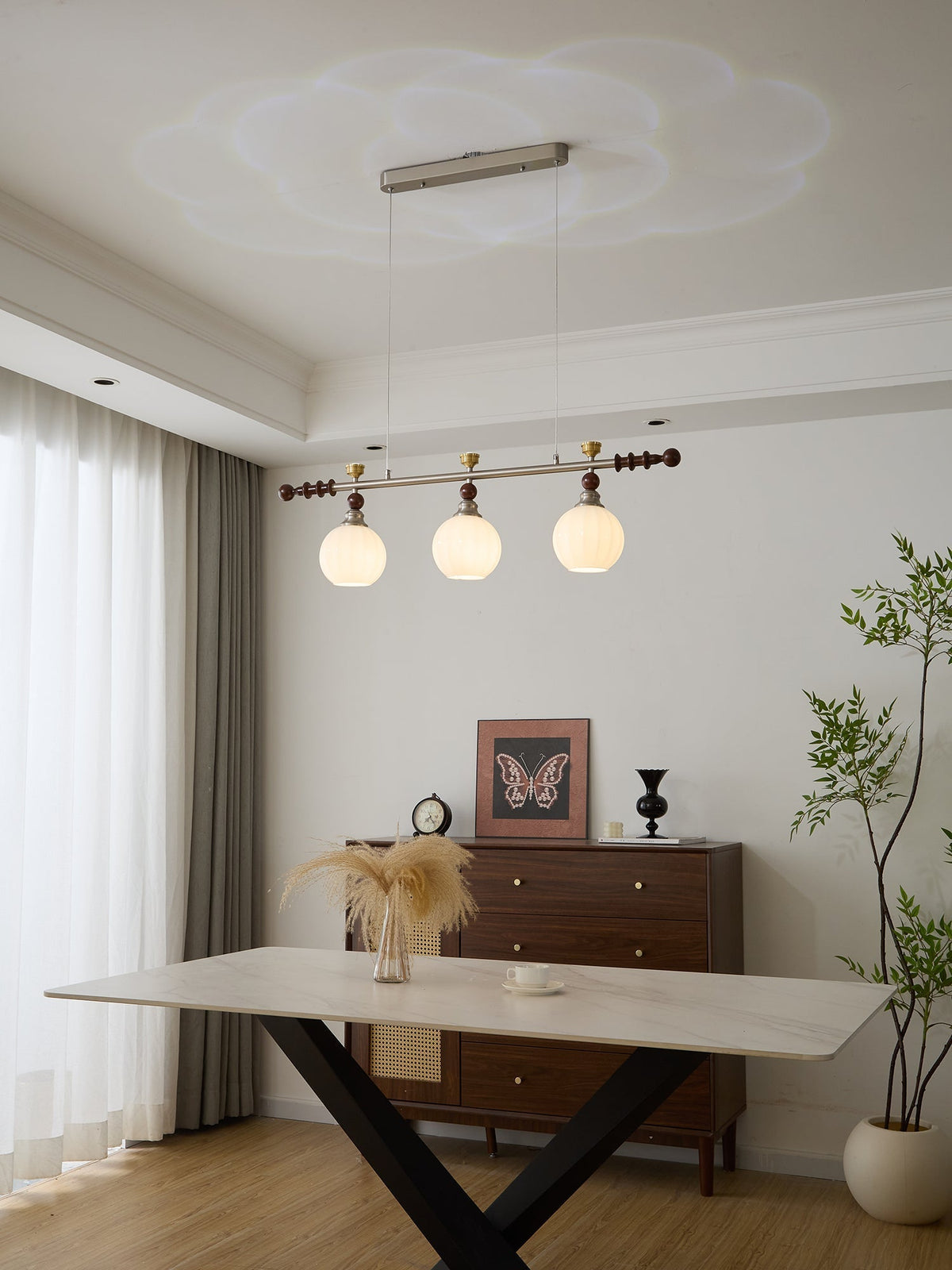 Otheia Elegance Vintage Lineare Pendelleuchte aus Holz