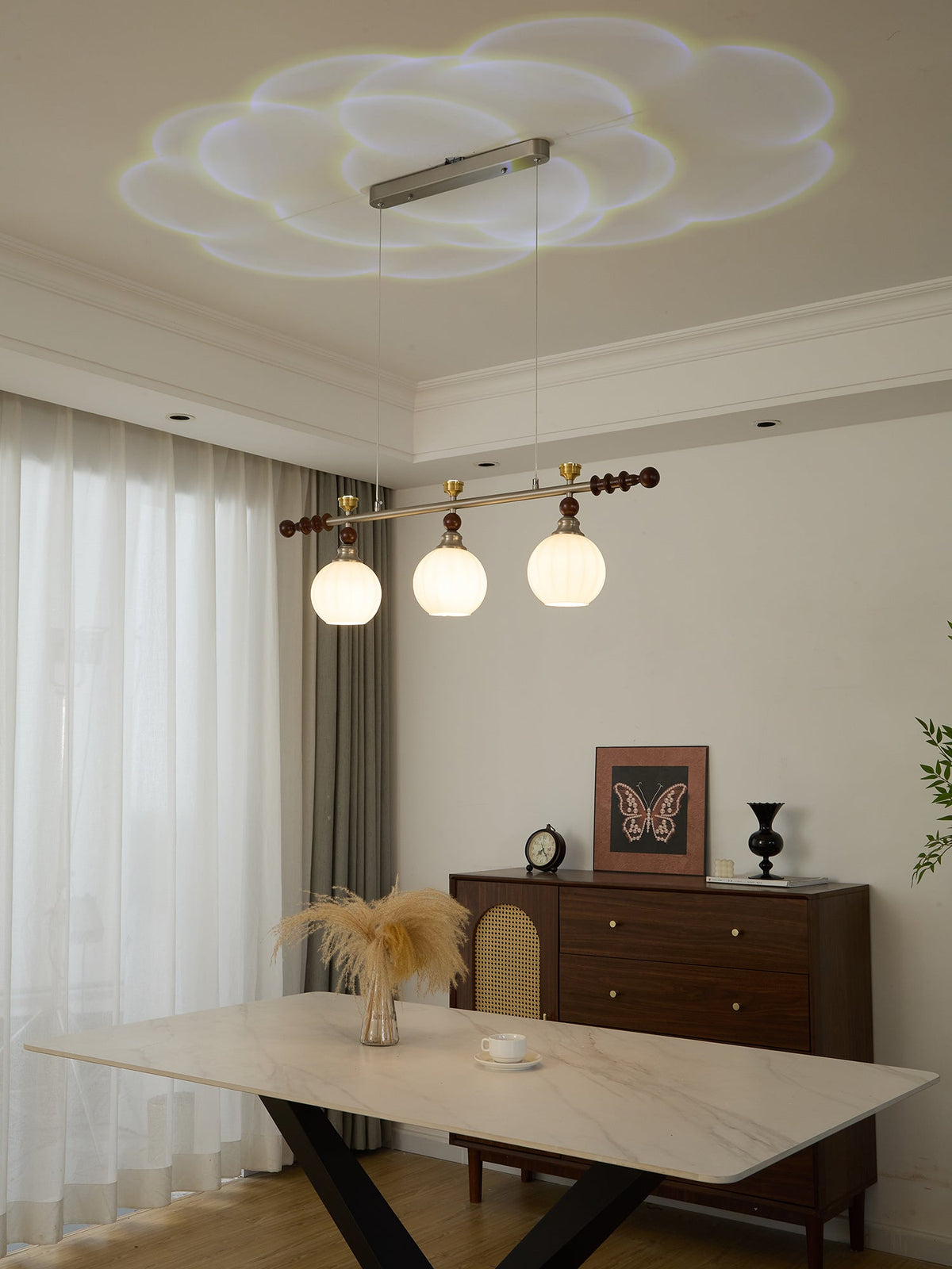 Otheia Elegance Vintage Lineare Pendelleuchte aus Holz