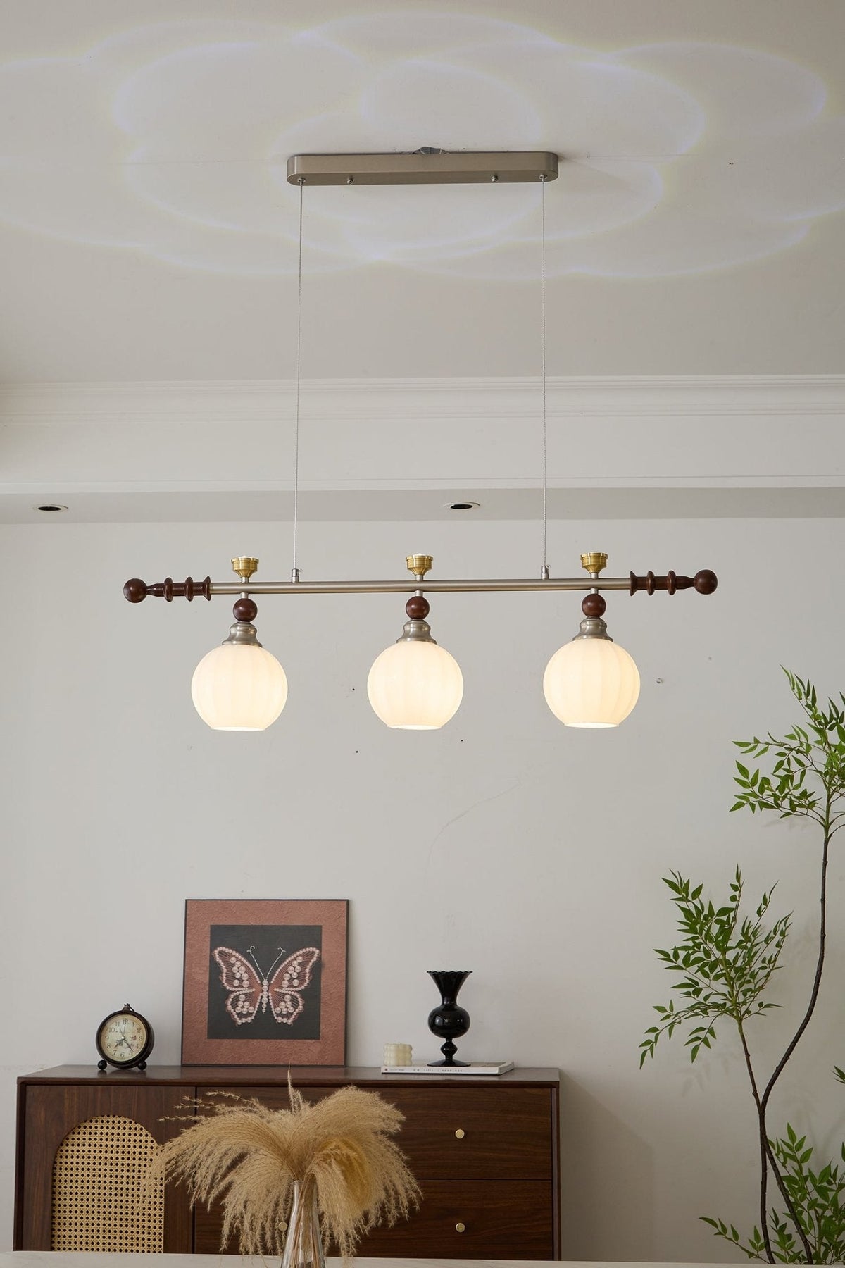 Otheia Elegance Vintage Lineare Pendelleuchte aus Holz