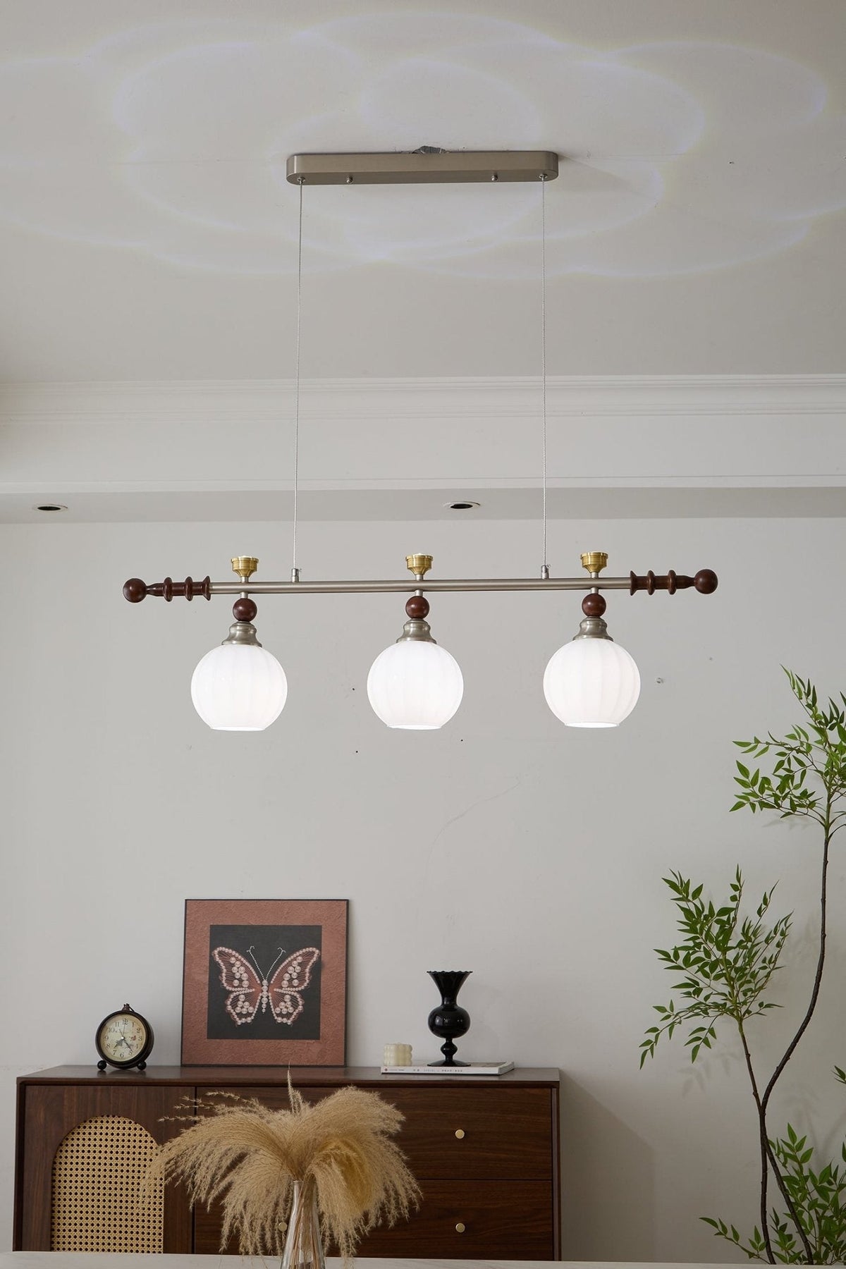 Otheia Elegance Vintage Lineare Pendelleuchte aus Holz