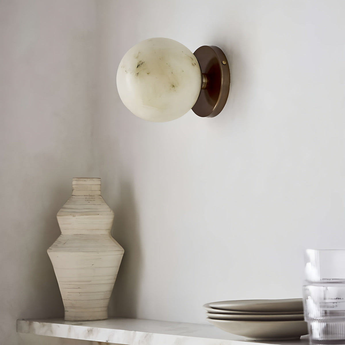 Avenisenne Twobody Celestial Doppelte Alabaster-Wandleuchte