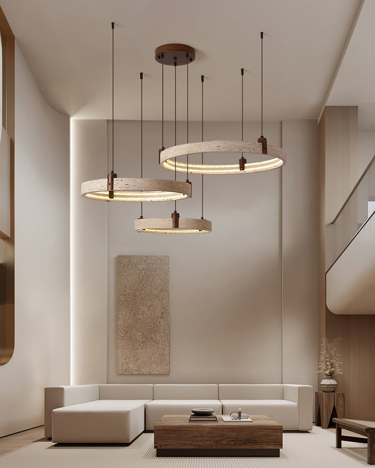Celestial Orbit Travertine Ring Kronleuchter
