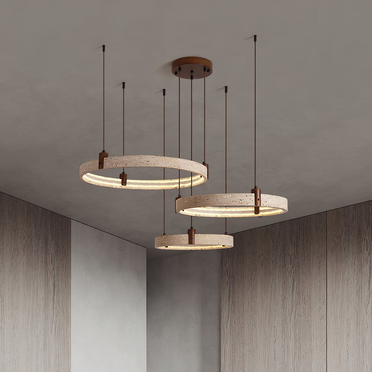 Celestial Orbit Travertine Ring Kronleuchter