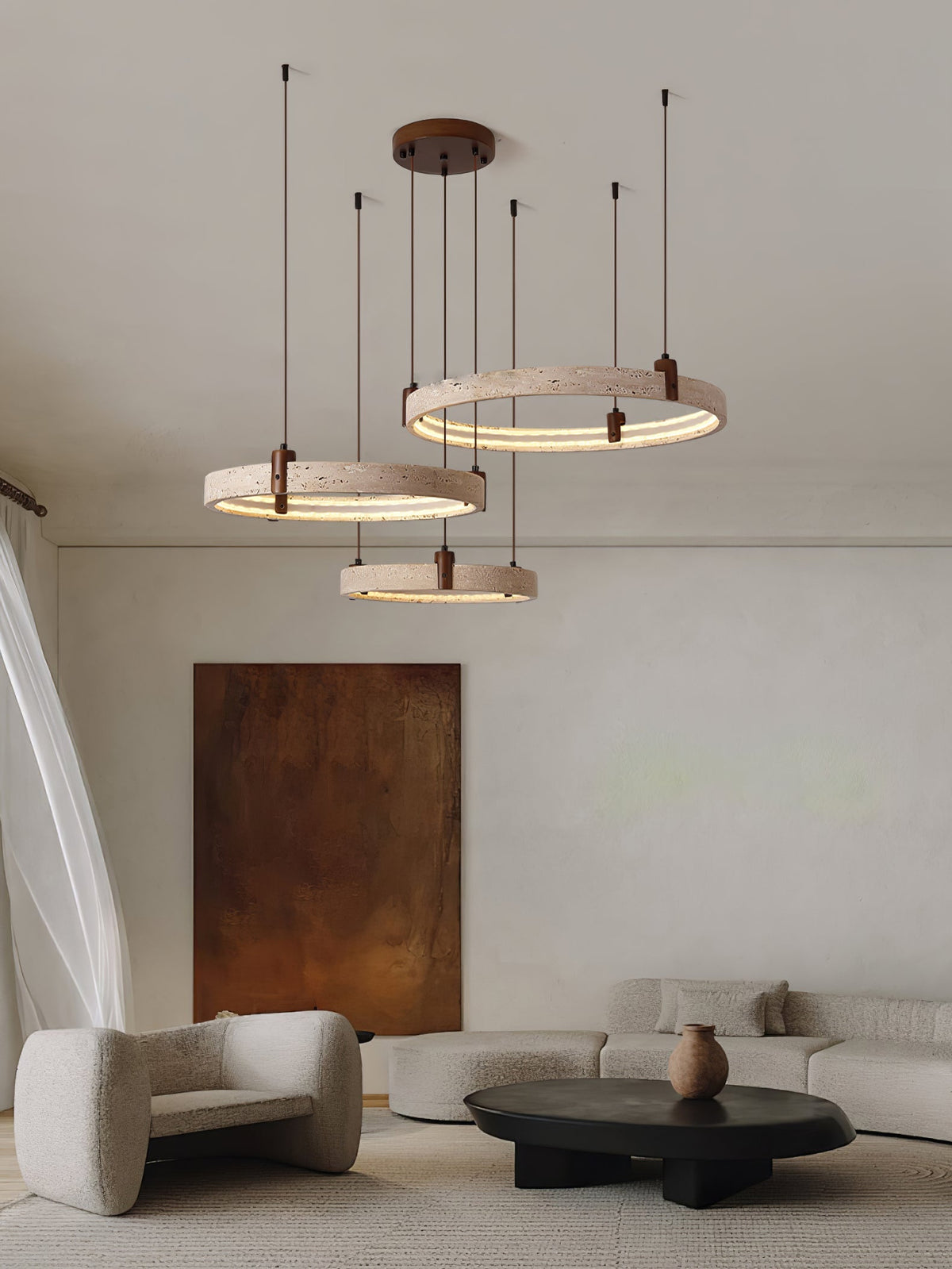 Celestial Orbit Travertine Ring Kronleuchter