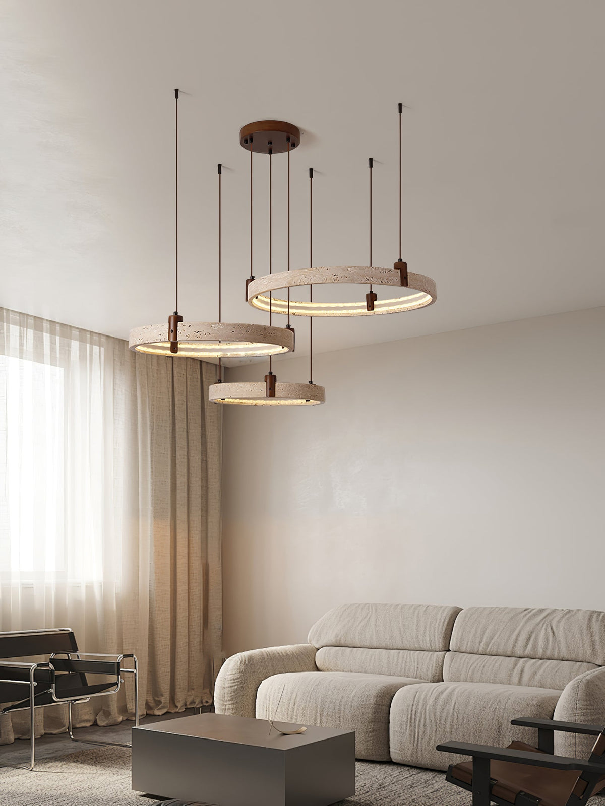 Celestial Orbit Travertine Ring Kronleuchter