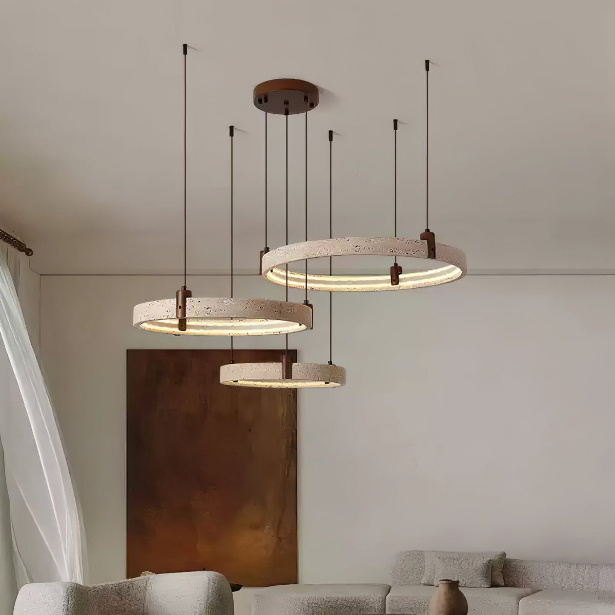 Celestial Orbit Travertine Ring Kronleuchter