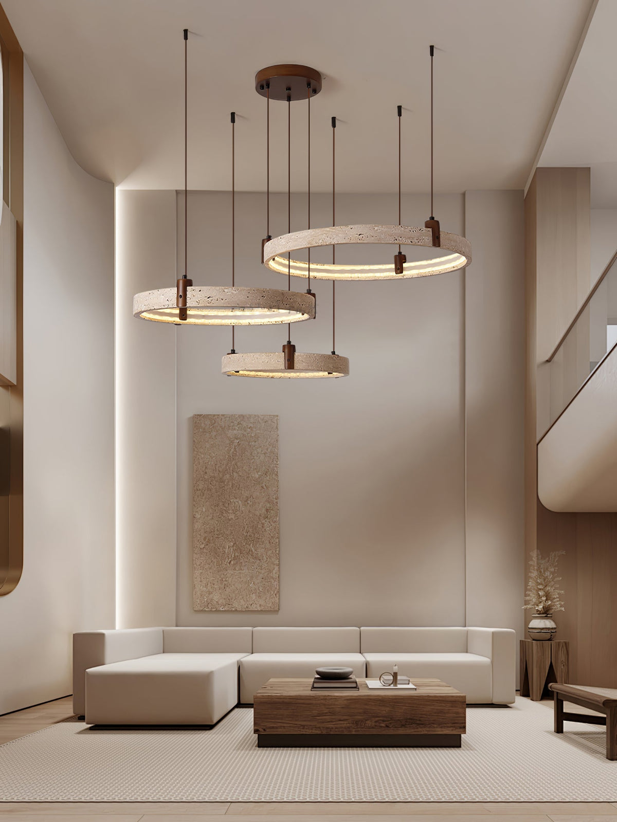 Celestial Orbit Travertine Ring Kronleuchter