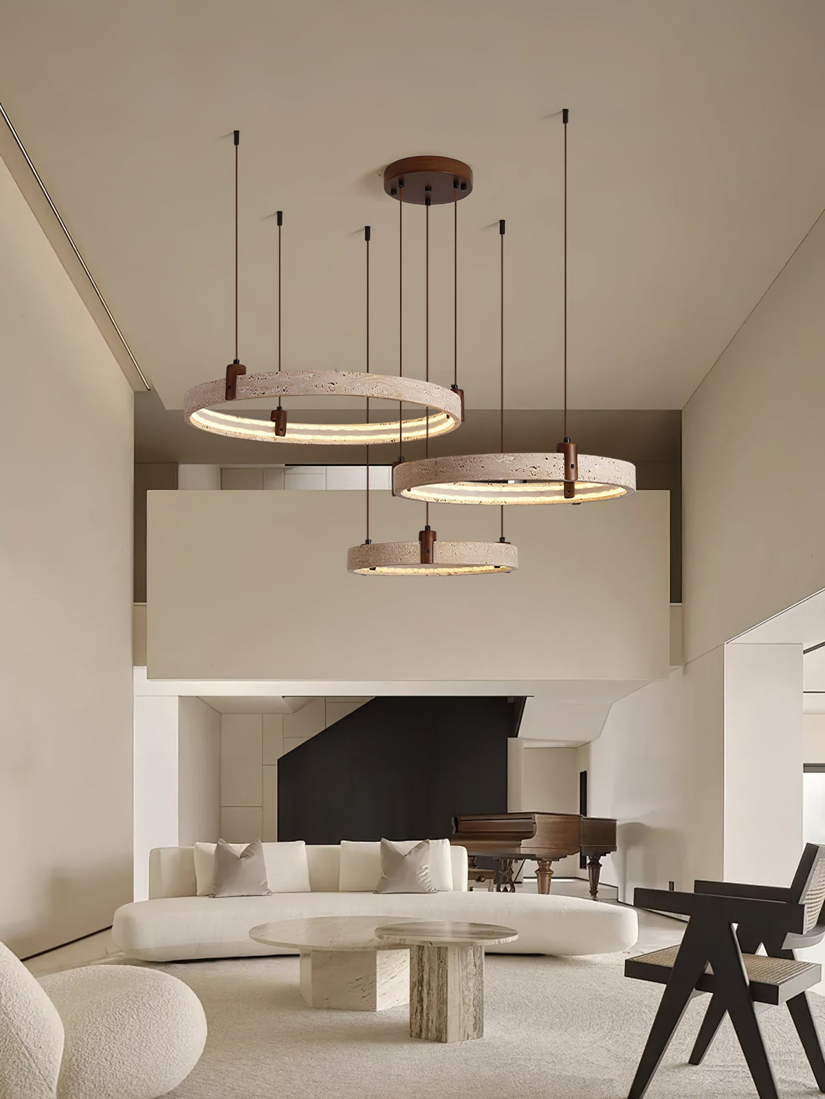 Celestial Orbit Travertine Ring Kronleuchter