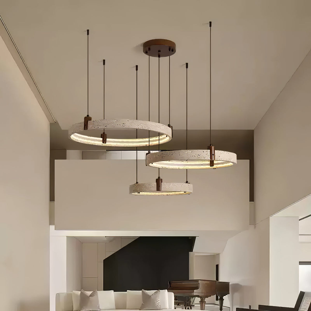 Celestial Orbit Travertine Ring Kronleuchter
