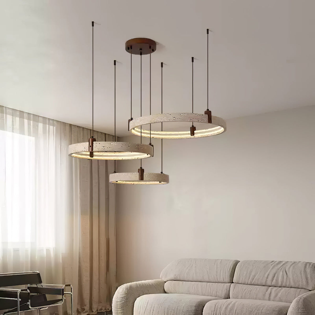 Celestial Orbit Travertine Ring Kronleuchter