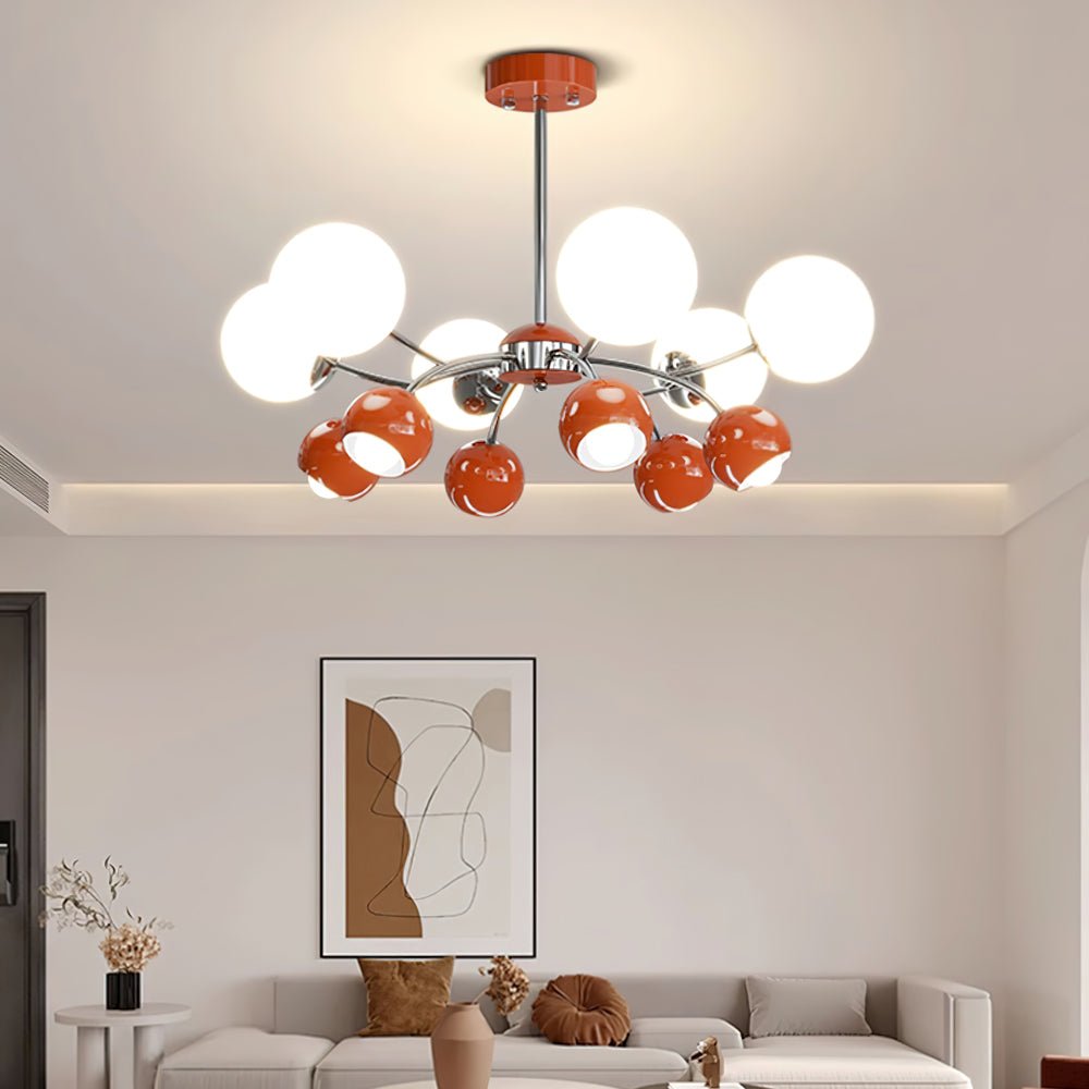 Noxiren Kronleuchter Chrome Rot Creme Kugel
