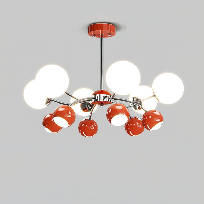 Noxiren Kronleuchter Chrome Rot Creme Kugel