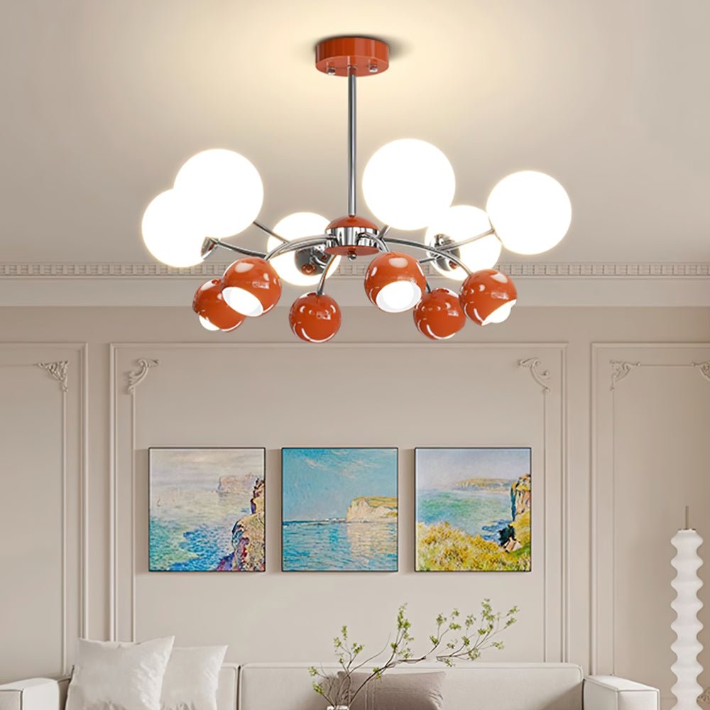 Noxiren Kronleuchter Chrome Rot Creme Kugel
