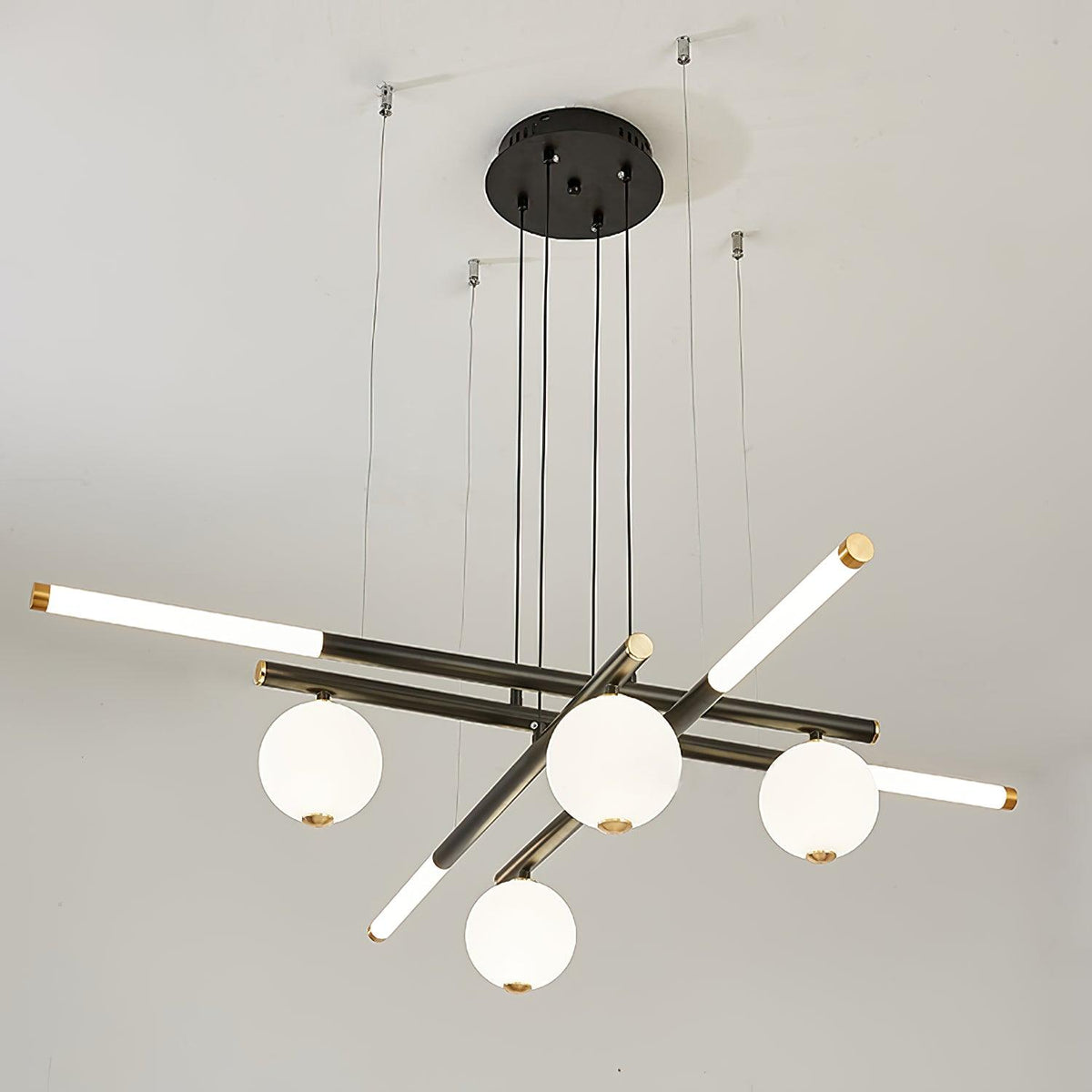 Kronleuchter Kronleuchte Schwarz Weiß Stäbe und Kugeln modern