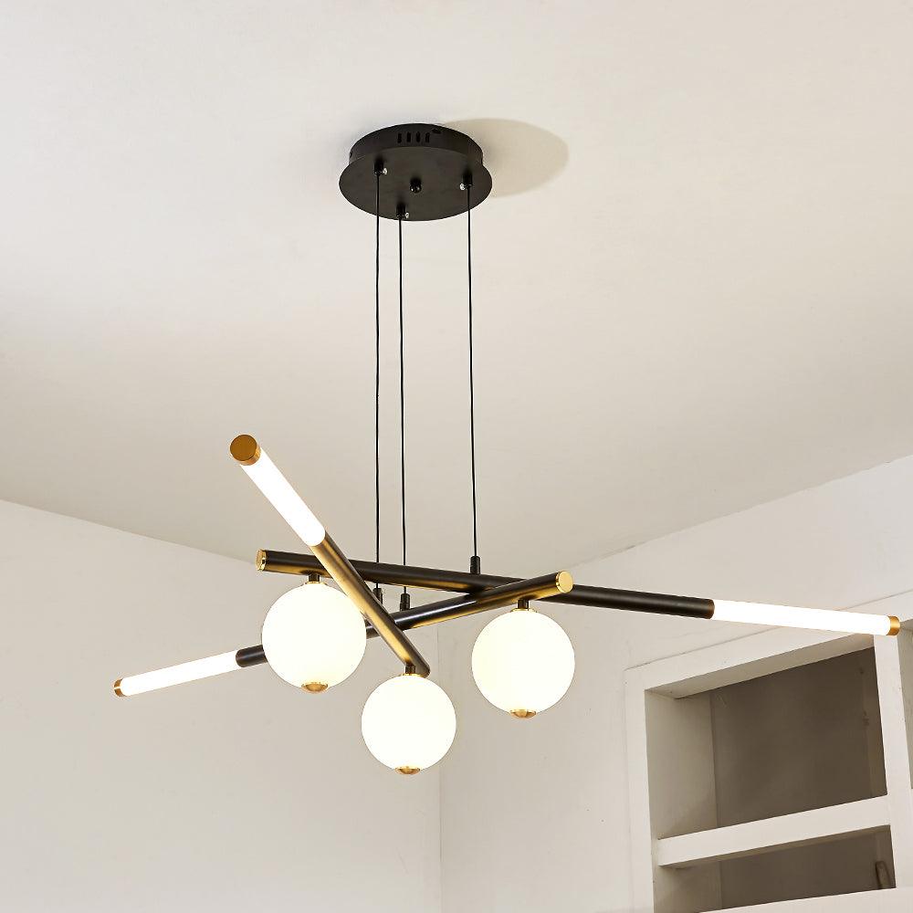 Kronleuchter Kronleuchte Schwarz Weiß Stäbe und Kugeln modern