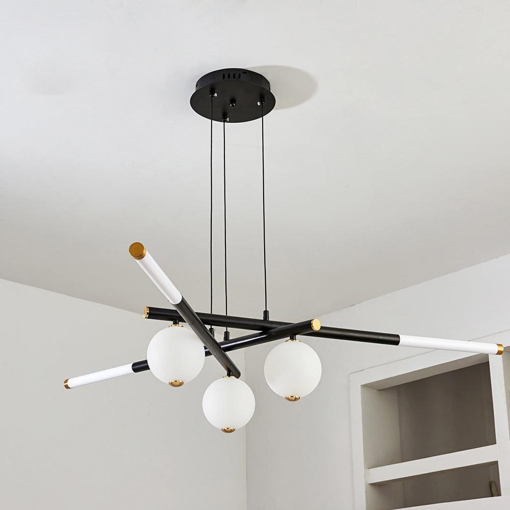 Kronleuchter Kronleuchte Schwarz Weiß Stäbe und Kugeln modern