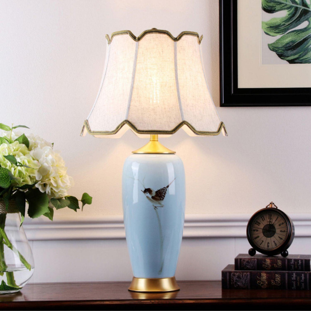 Sparrow Oriental Keramik-Tischlampe