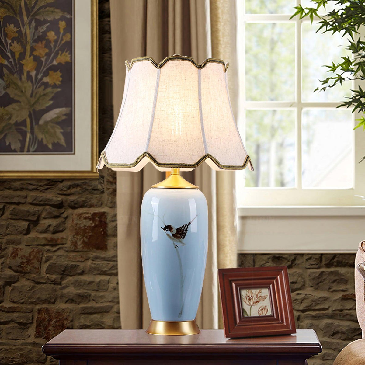 Sparrow Oriental Keramik-Tischlampe