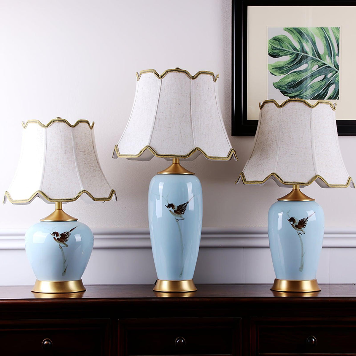 Sparrow Oriental Keramik-Tischlampe