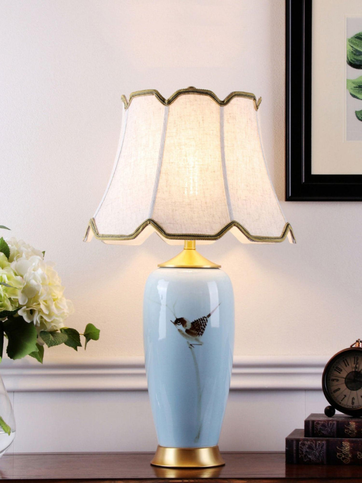 Sparrow Oriental Keramik-Tischlampe