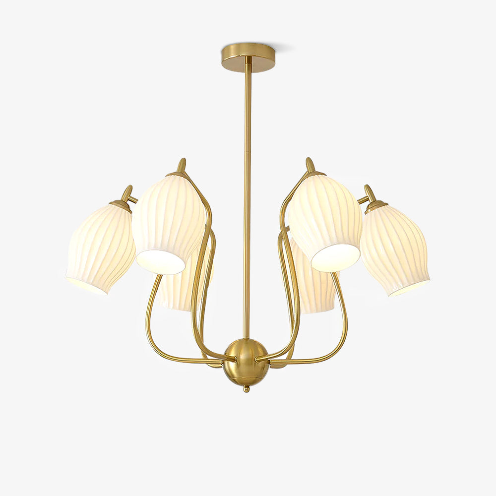 Pravin Kronleuchter Keramik Rippen Skulptural Glas Elegant